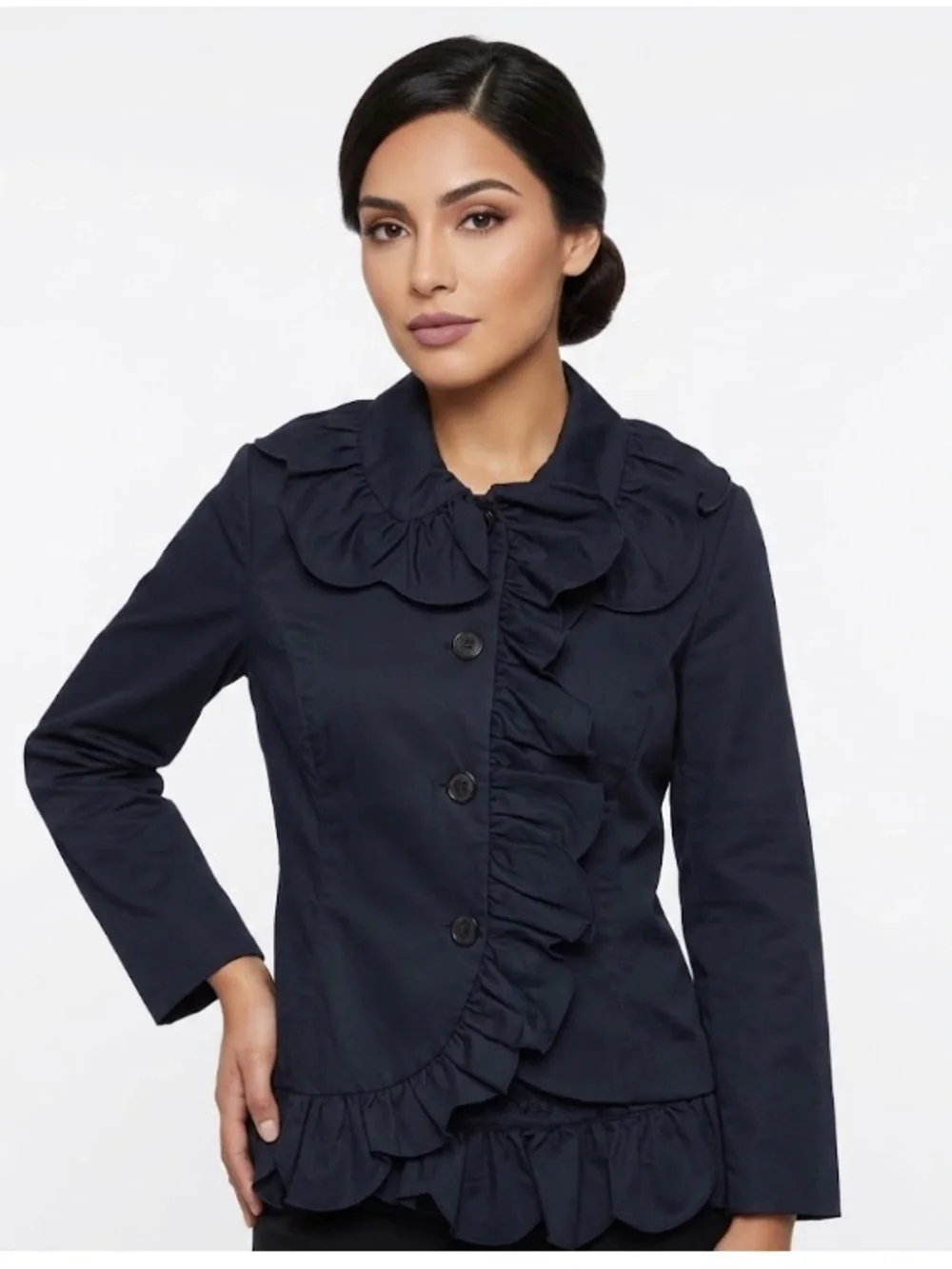 Simone Rocha black Ruffle-Trim Jacket - Picture 1 of 8